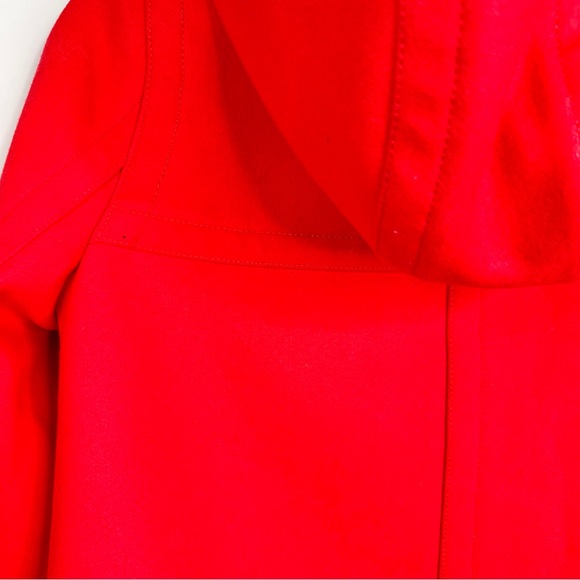 J. Crew Melton Wool Hooded Coat Red Italian SZ. 2 - Picture 8 of 13